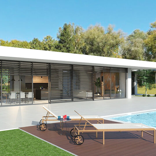 Villa in stile mediterraneo nel Cilento (solo elettrico, criteri CasaClima e PassivHaus). Parete con monoblocco termico, Pompa di calore, Radiante, Fotovoltaico, VMC e Domotica (Salerno, Campania)